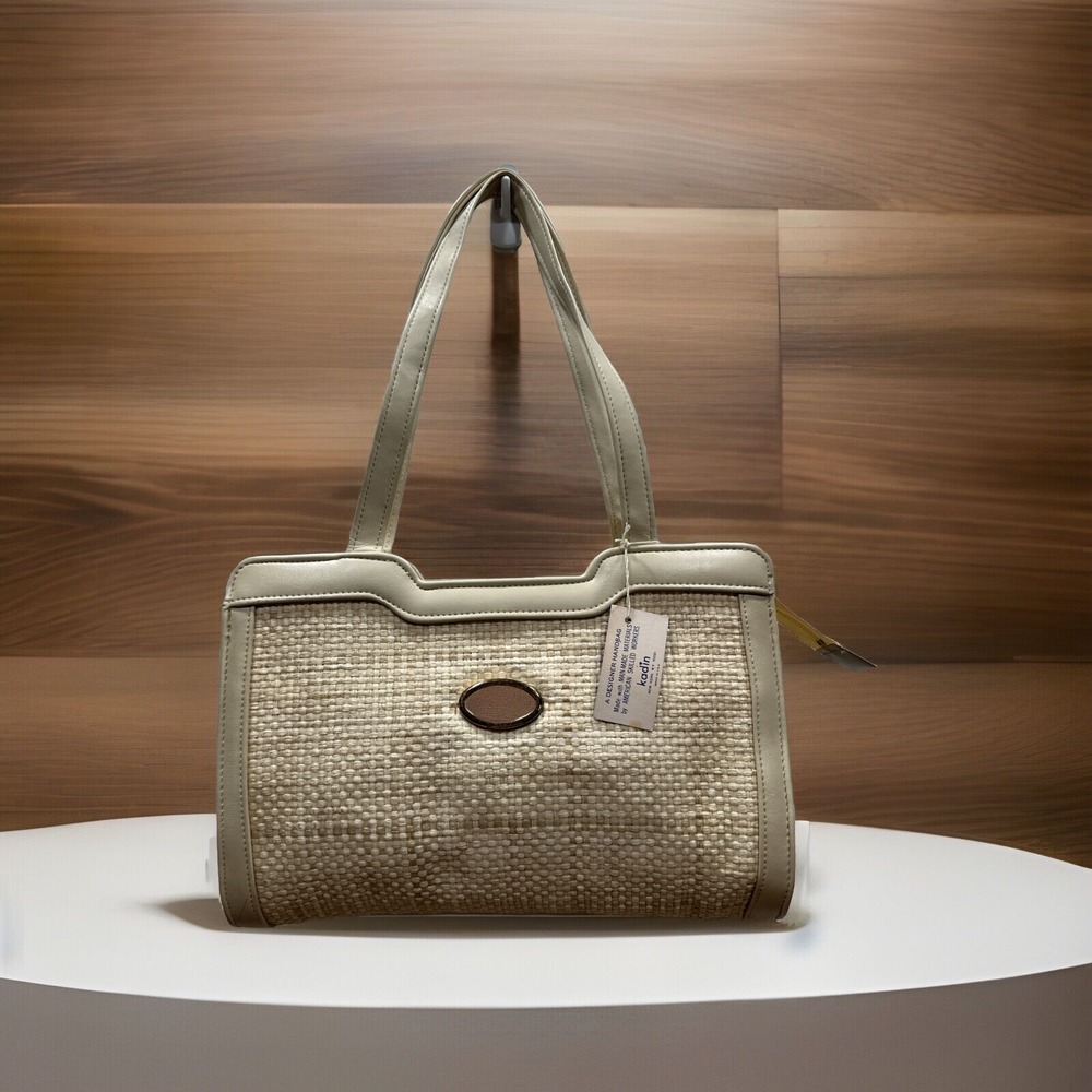 VTG Kardin Woven Handbag‎ Cream Made USA New Old Stock Boho Shoulder Bag Purse